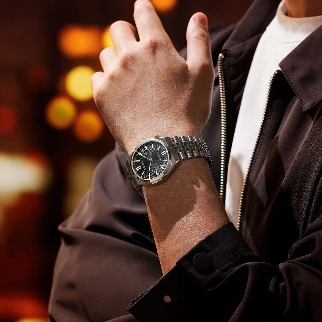 Citizen Tsuyosa worn with a tailored jacket